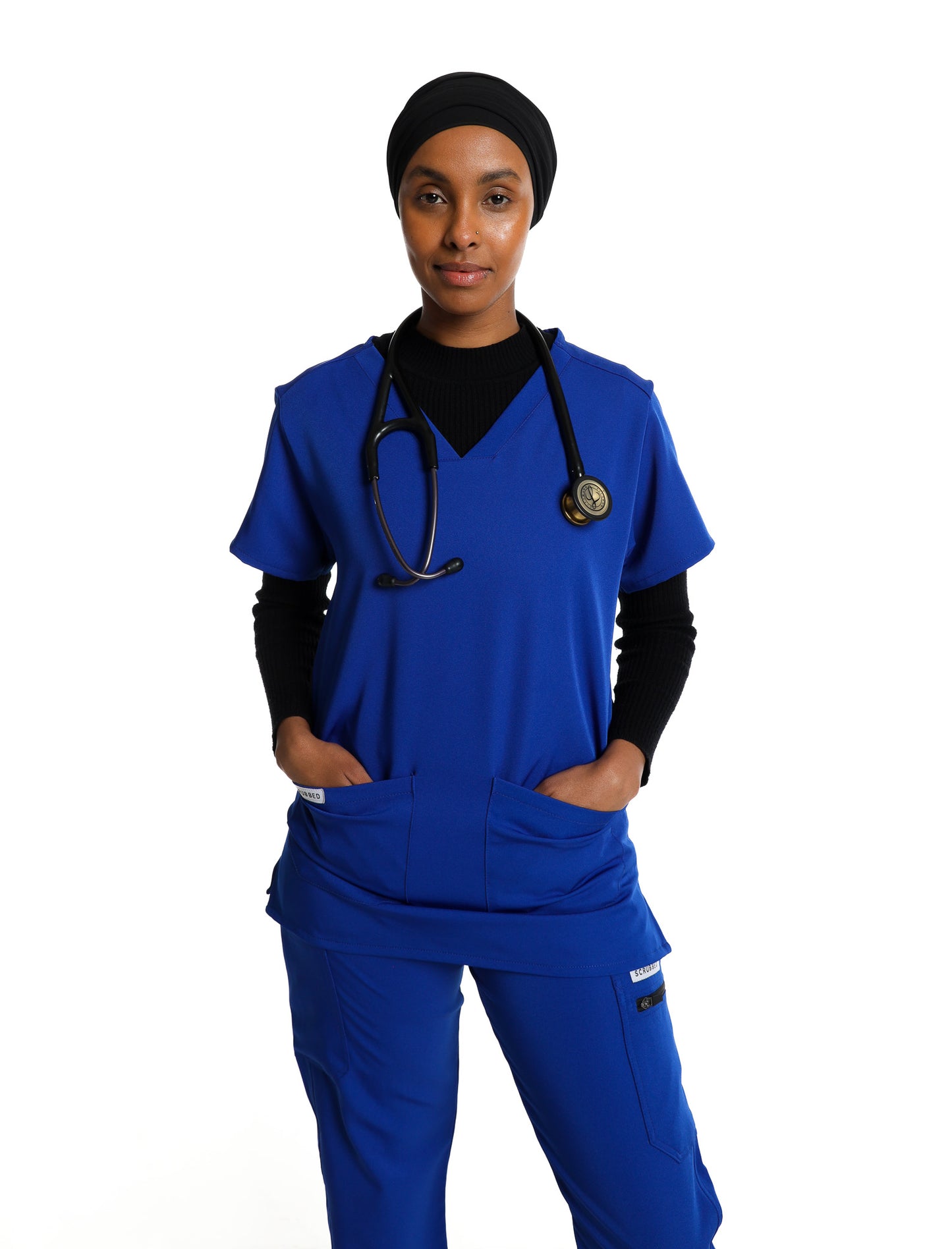 Women's Light Blue 2 Pocket Scrub Top