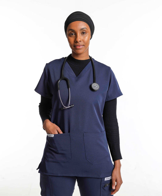 Women's Dark Blue 2 Pocket Scrub Top