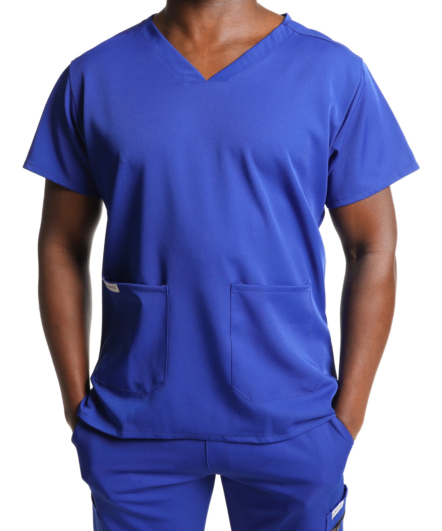 Men's Light Blue 2 Pocket Scrub Top