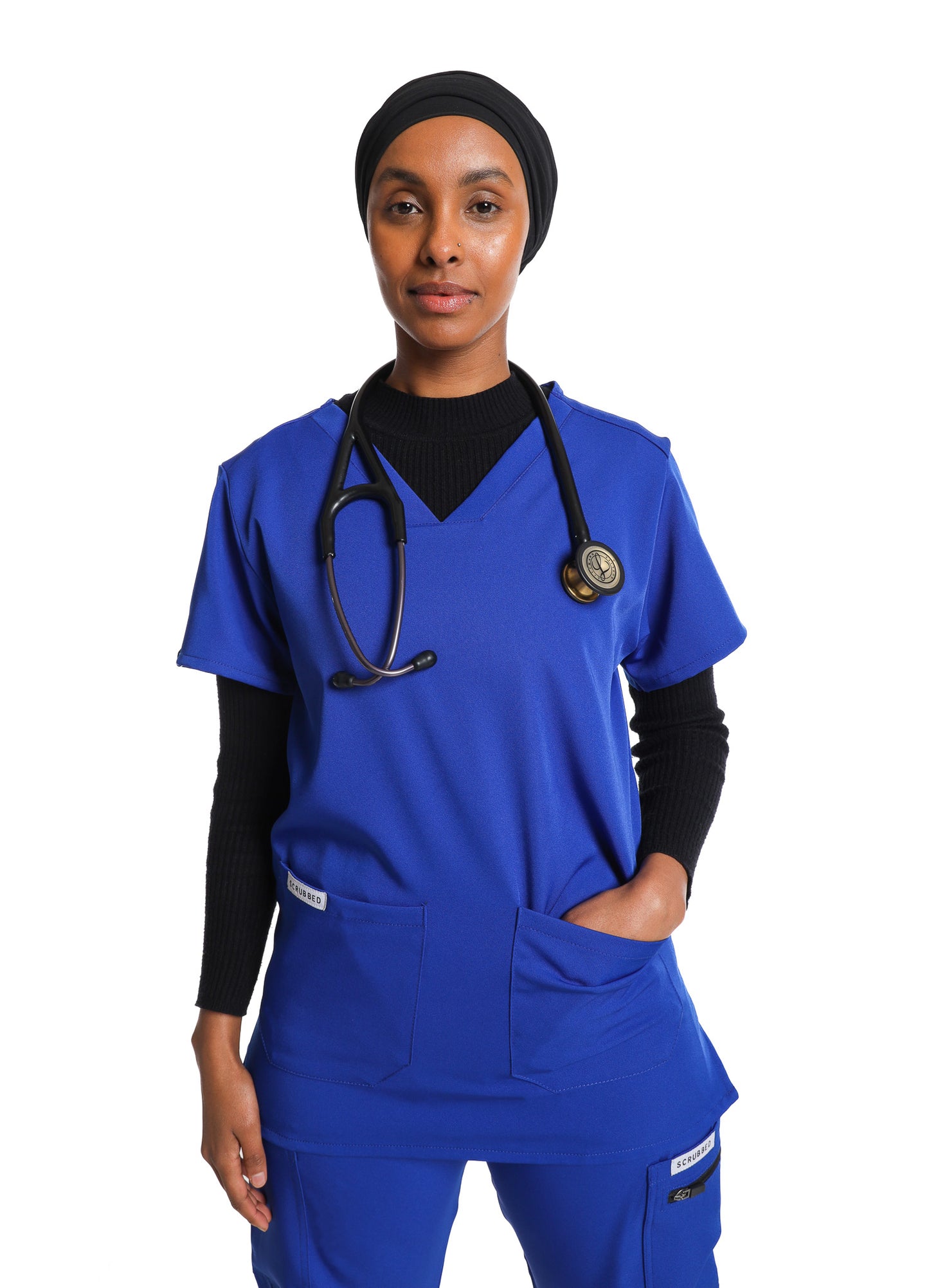 Women's Light Blue 2 Pocket Scrub Top